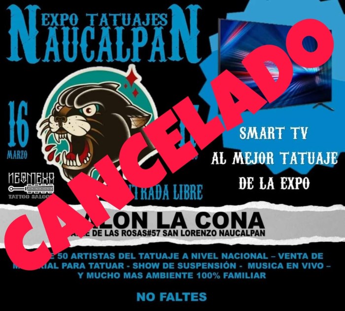 Expo Tatuajes Naucalpan #14 (Cancelled) Expo Tatuajes Naucalpan #14 (Cancelled) 16 March 2024