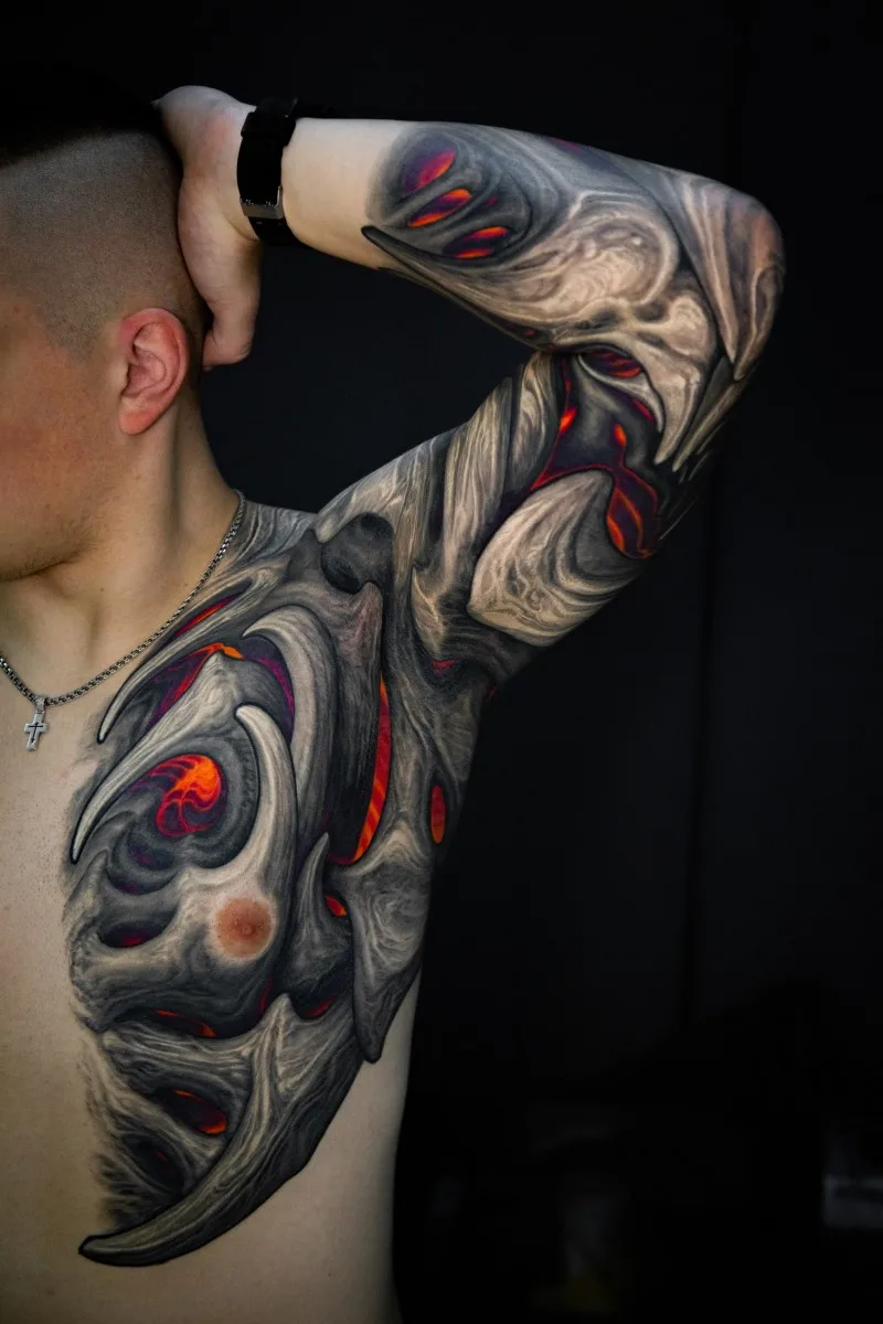 Stepan Negur Chest Arm Sleeve Bones Black Red