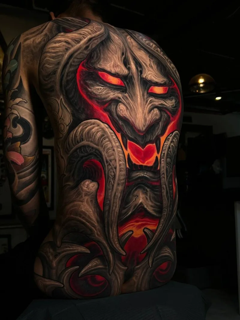 Stepan Negur Hannya Mask Demon Eyes Black Grey Red
