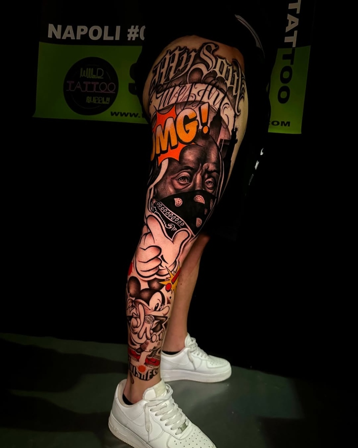 Alex Assante full leg Tattoo