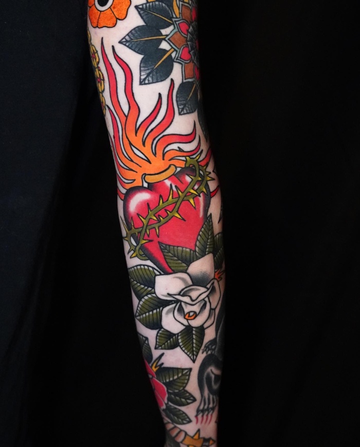 Myke Chambers interview Traditional sacred heart tattoo