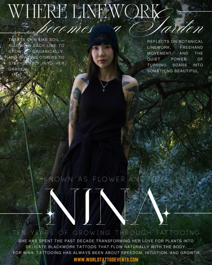 Nina • Where Linework Becomes a Garden - Ten Years of Growing Through Tattooing Nina • Where Linework Becomes a Garden - Ten Years of Growing Through Tattooing 21 December 2025
