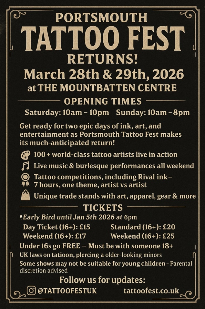 Portsmouth Tattoo Fest 28 March 2026